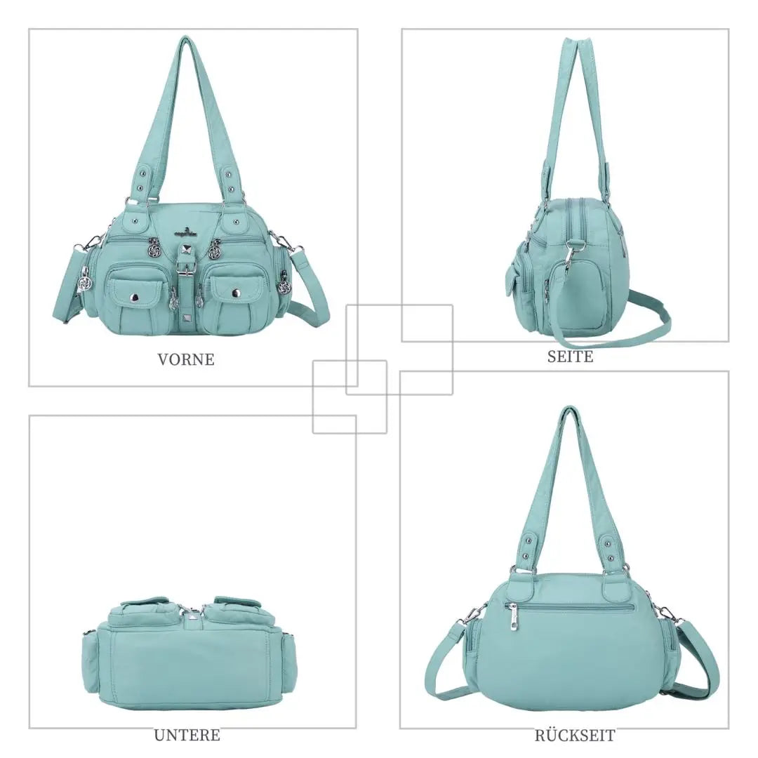 Damen-Schultertasche aus PU-Leder in kompakter Bauweise mit Angenehmer Haptik und Mehrfachfächern