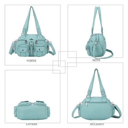Damen-Schultertasche aus PU-Leder in kompakter Bauweise mit Angenehmer Haptik und Mehrfachfächern
