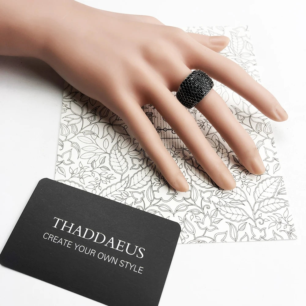Damen-Ring schwarzer Pavé Cocktail Vintage Frühling aus Sterlingsilber