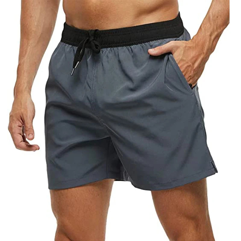 Herren-Badeshorts mit Farbverlauf, schnelltrocknend, mit Reißverschlusstaschen und Mesh-Futter – modische Schwimmshorts für den Strand