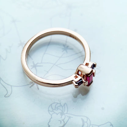 Damen-Ring Baguette-Schliff Roségold trendig aus Sterlingsilber