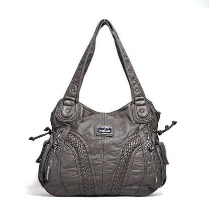 Damen-Umhängetasche Aus PU Mit Mehrfach-Innenfächern Und Reißverschluss Im Vintage Stil
