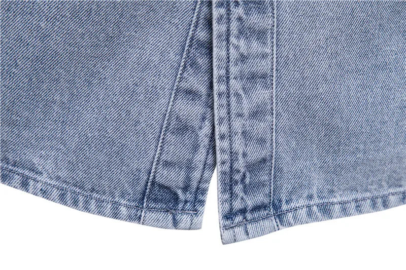 Herren Denim Shirts aus 100% Baumwolle mit Doppel Taschen für den Herbst