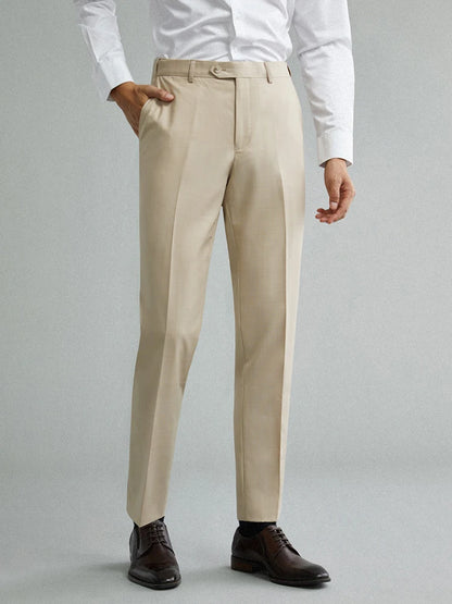 Herrenanzüge aus 65 % Wolle, Khaki, lässig, schmal, Übergröße 42, Hochzeit, Bräutigam, Freizeitkleidung, Business-Mann-Hose