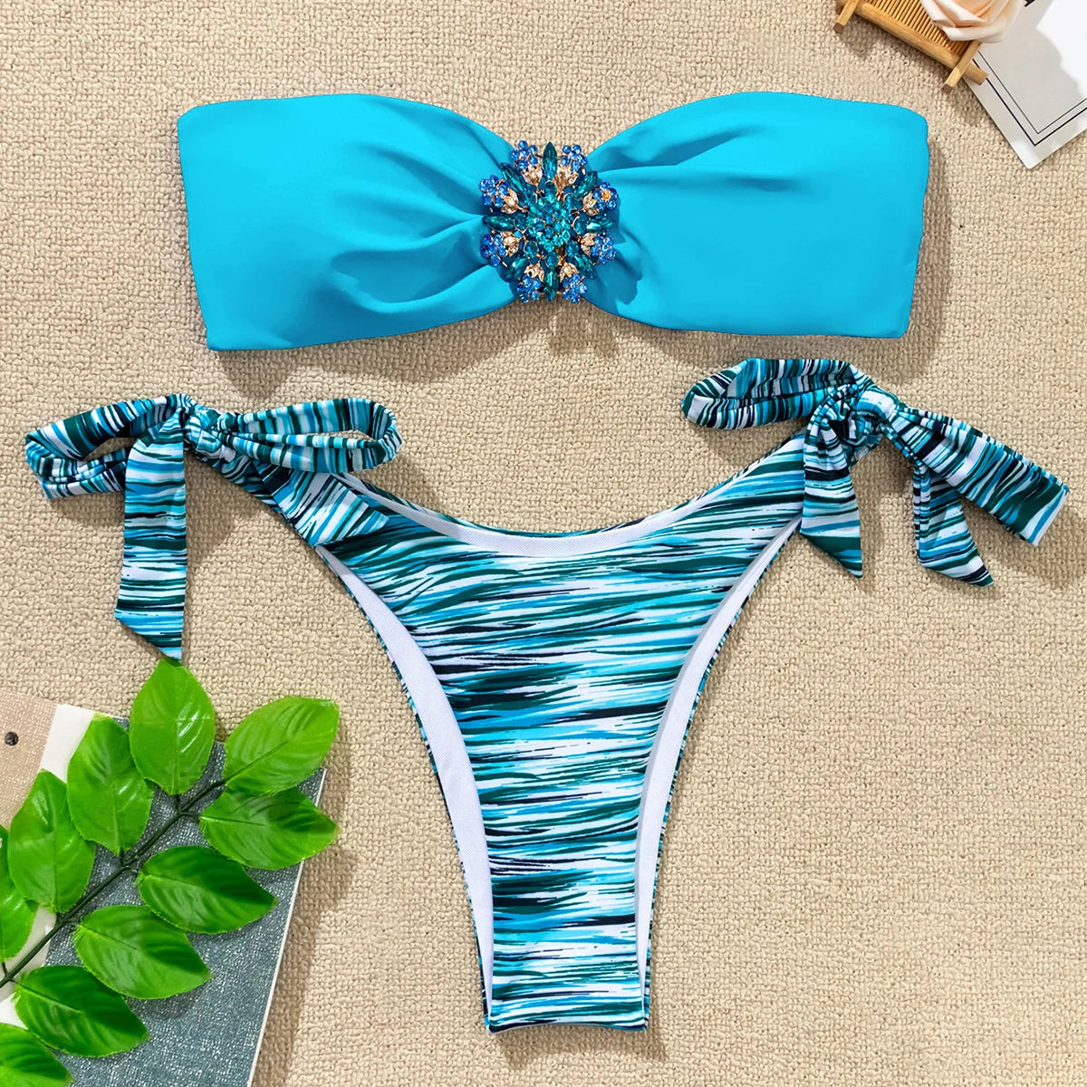 Plaid Bikini-Set für Damen mit Push-up-Effekt – ideal für Strand und Pool