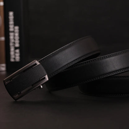 Herren Echtleder-Gürtel Business Casual 3,5 cm Automatik-Schnalle Rindsleder Hochwertig