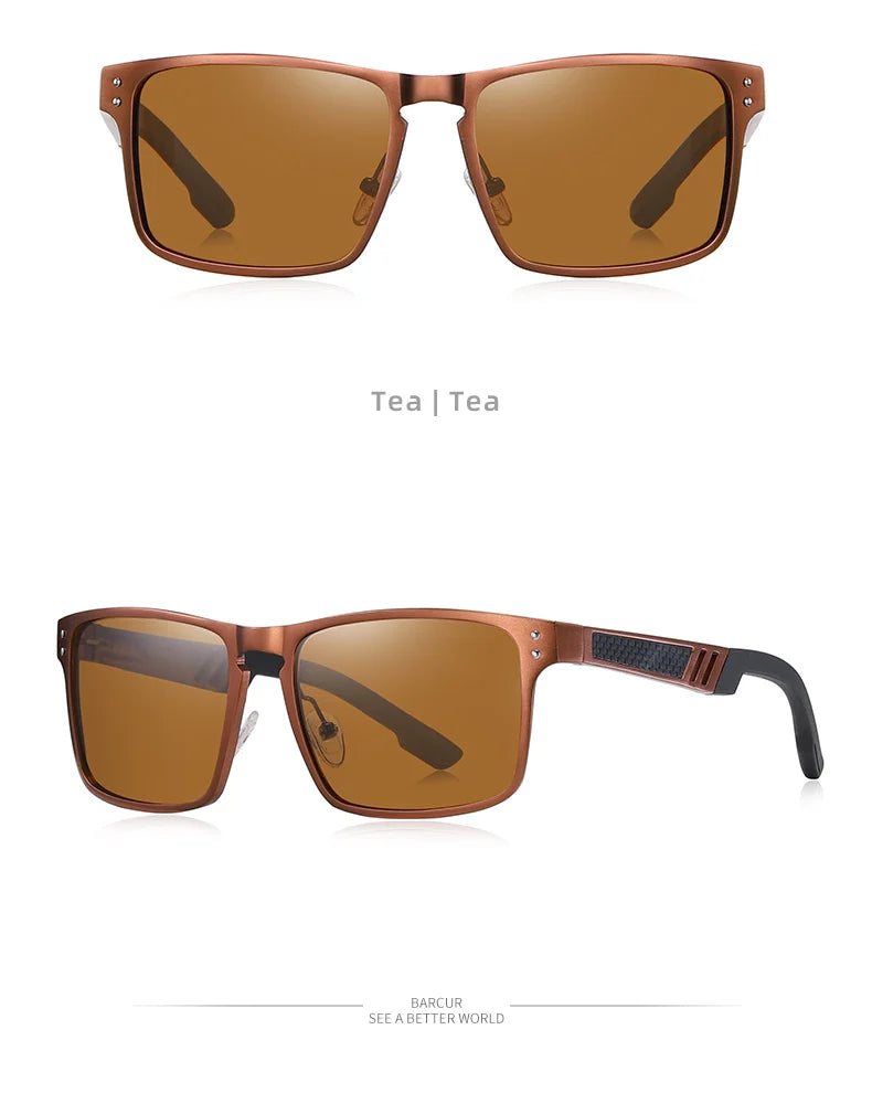 Sonnenbrille Al-Mg quadratisch polarisiert Spiegel Sport Herren Damen