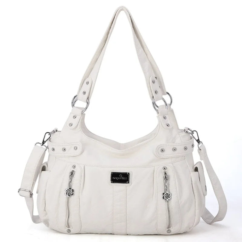 Damen-Schultertasche aus PU-Material Mit Großem Fassungsvermögen und Reißverschluss für Alltag und Freizeit