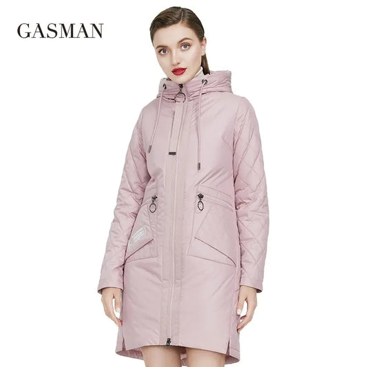 Lange Damen-Winterdaunenjacke mit Reißverschluss, Gürtel und Taschen – klassisches Design für Freizeit und Alltag