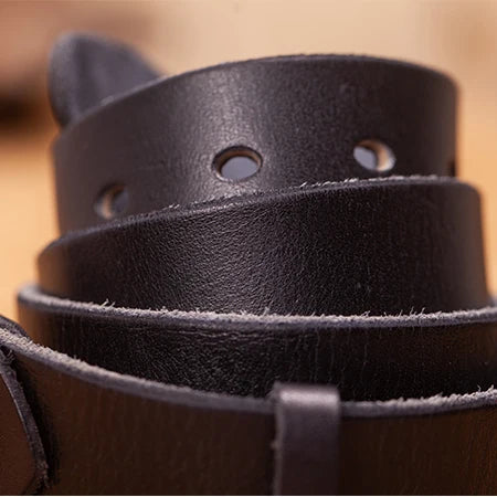 Herren Echtleder-Gürtel Braun Rindsleder 3,8 cm Stiftschnalle Vintage Jeans
