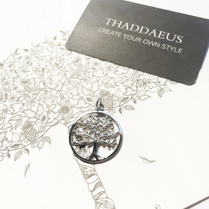 Baum-des-Lebens-Anhänger aus 925 Sterling Silber rundes Medaillon mit Reliefbaum