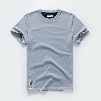 Männer T-Shirt aus Baumwolle im einfarbigen Design mit klassischem O-Ansatz