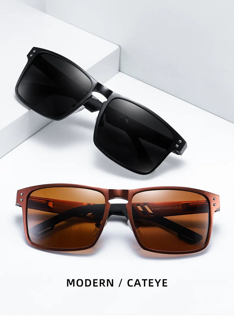 Sonnenbrille Al-Mg quadratisch polarisiert Spiegel Sport Herren Damen