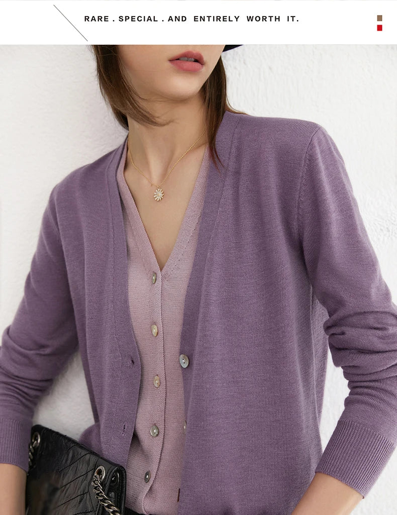 Damen-Strickjacke V-Ausschnitt dünn locker Patchwork Sommer