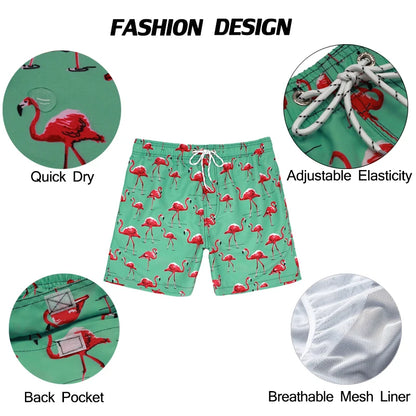 Herren-Badeshorts mit Mesh-Innenslip, verstellbarem Bund und Taschen – ideal für Sport und Freizeit.