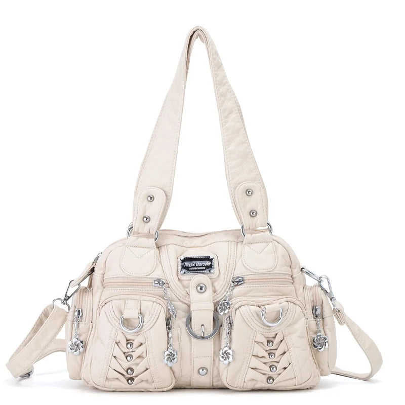 Damen-Satchel-Handtasche aus PU-Leder mit Reißverschluss und viel Stauraum für Alltag und Freizeit
