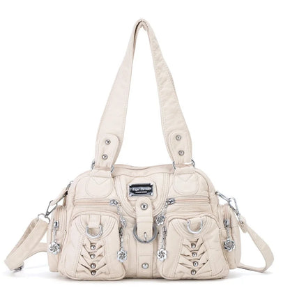 Damen-Satchel-Handtasche aus PU-Leder mit Reißverschluss und viel Stauraum für Alltag und Freizeit