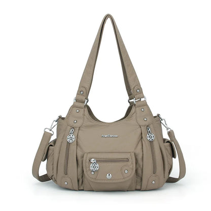 Damen-Schultertasche aus PU-Leder mit Reißverschluss und Mehrfachfächern Kompakter Alltagsbegleiter