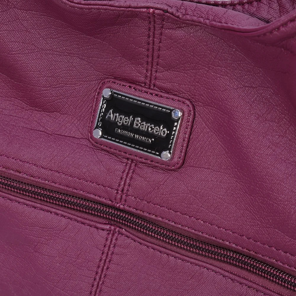 Damen-Schultertasche Aus PU-Leder Mit Reißverschluss Und Innenfächern Großes Stauraumvolumen