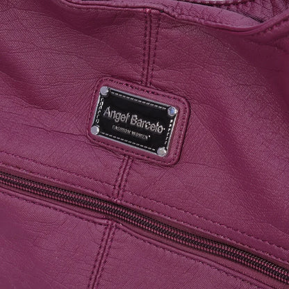 Damen-Schultertasche Aus PU-Leder Mit Reißverschluss Und Innenfächern Großes Stauraumvolumen