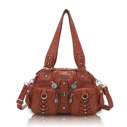 Damen-Satchel-Handtasche aus PU-Leder mit Reißverschluss und viel Stauraum für Alltag und Freizeit