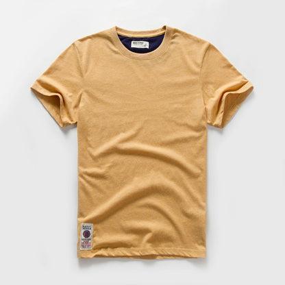 Männer T-Shirt aus Baumwolle im einfarbigen Design mit klassischem O-Ansatz