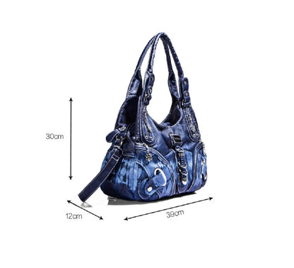 Damen-Schultertasche Großes Fassungsvermögen Mit Tie-Dye Muster Und Griff Im Vintage-Stil Für Alltag Und Freizeit