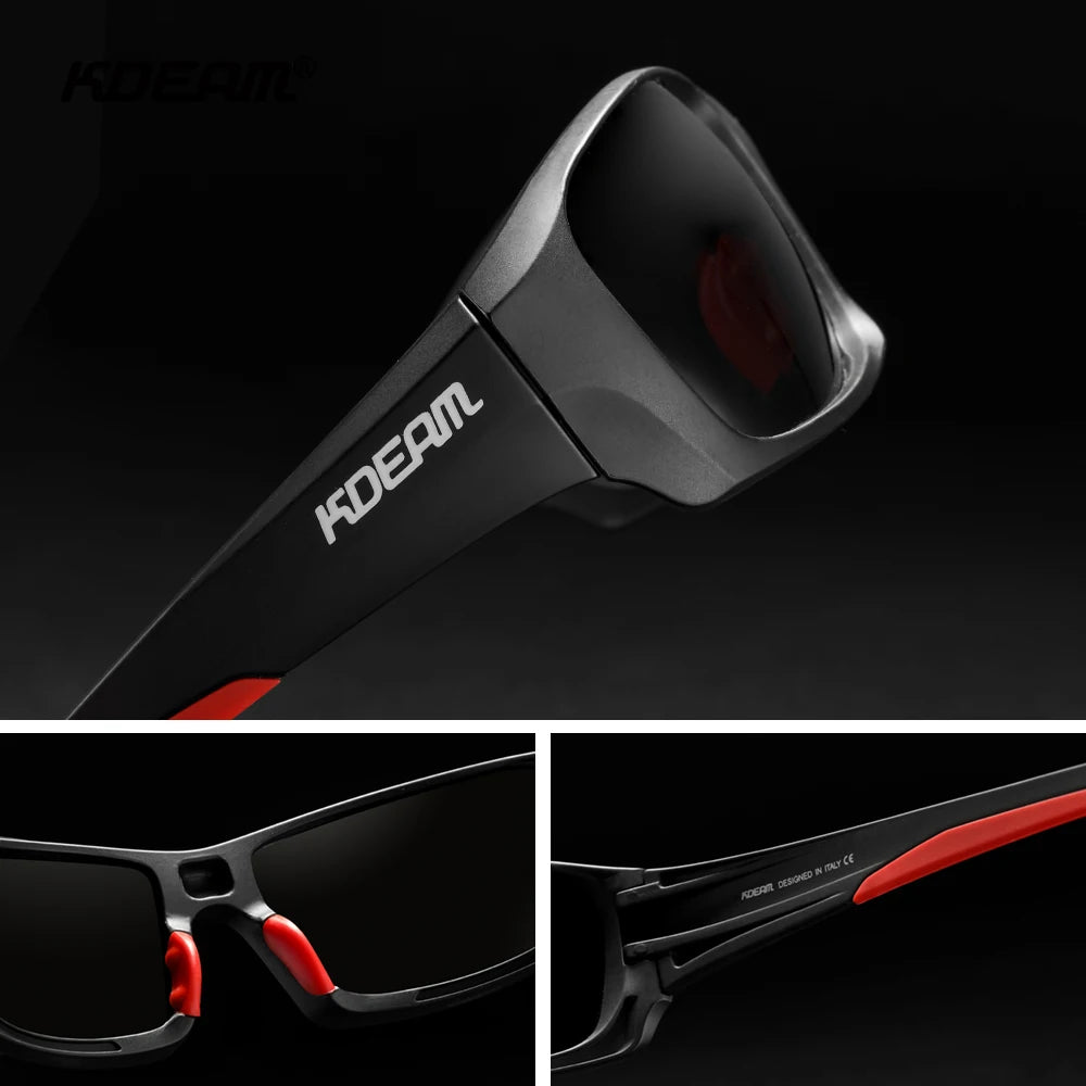Sonnenbrille Sport TR90 polarisiert Wandern Angeln Reißverschlussetui Herren