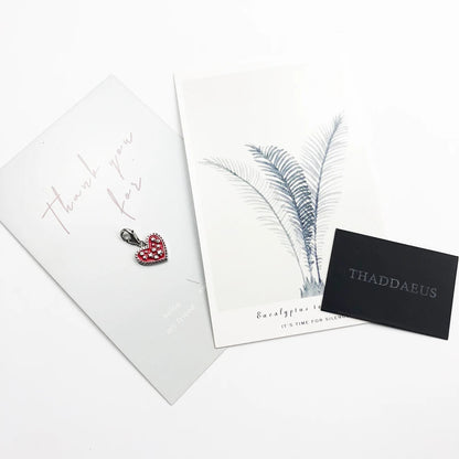 Damen-Charm-Anhänger rotes Herz mit Sternen aus Sterlingsilber