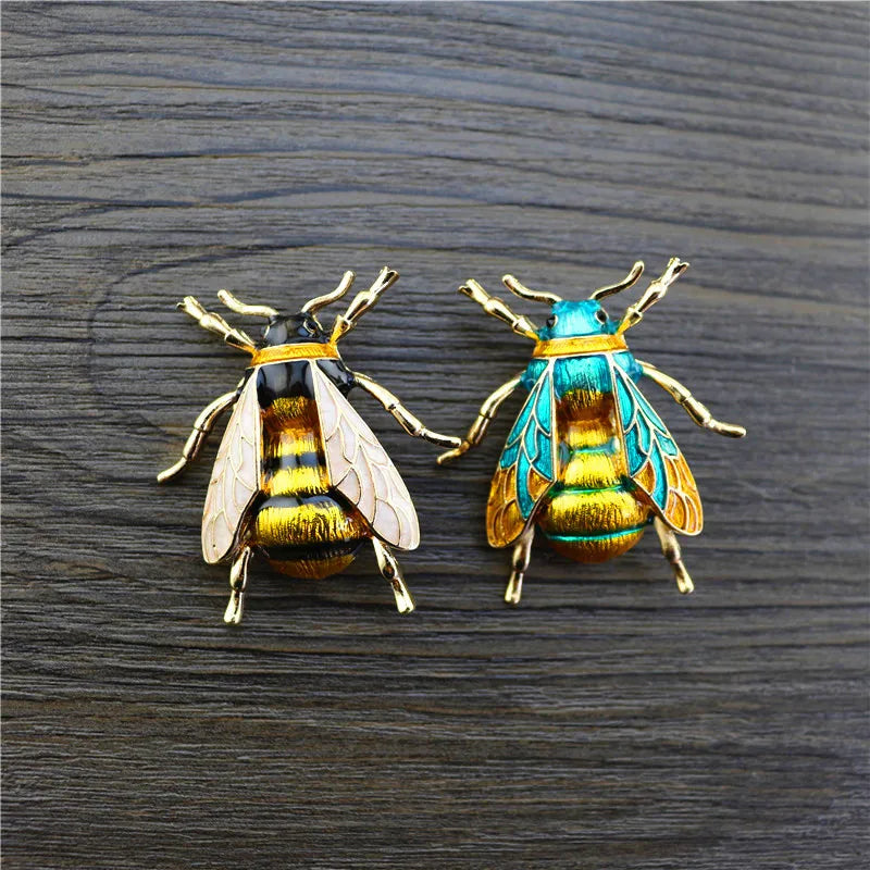 Brosche Hummel Biene Emaille Gelb Insekt Urlaub Bankett Damen
