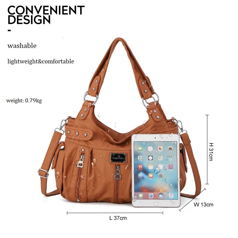 Damen-Schultertasche aus PU-Material Mit Großem Fassungsvermögen und Reißverschluss für Alltag und Freizeit