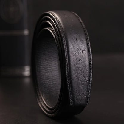 Herren Echtleder-Gürtel Automatik-Schnalle Schwarz 3,5 cm Verstellbar Rindsleder