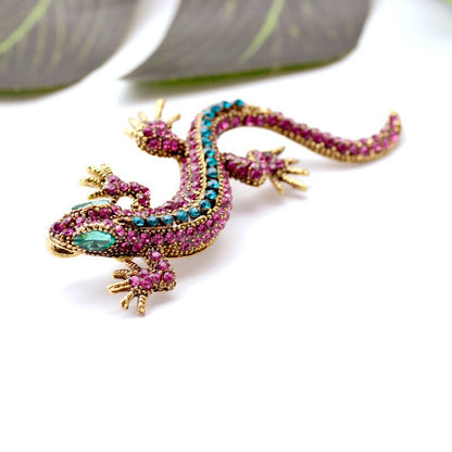 Brosche Eidechse Gecko Strass Vintage Metall Kleidung Party Damen