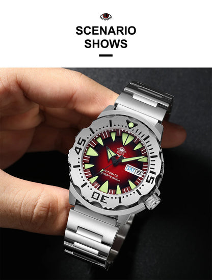 ADDIESDIVE AD2103 Men Monster Watch Luminous Sapphire Glass Blue Dial NH36 Diver 316L Stainless Steel Mechanical Watches