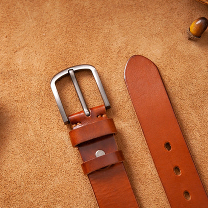 Herren Echtleder-Gürtel Vintage Cowboy-Stil 3,8 cm Rindsleder Braun Luxus Designer