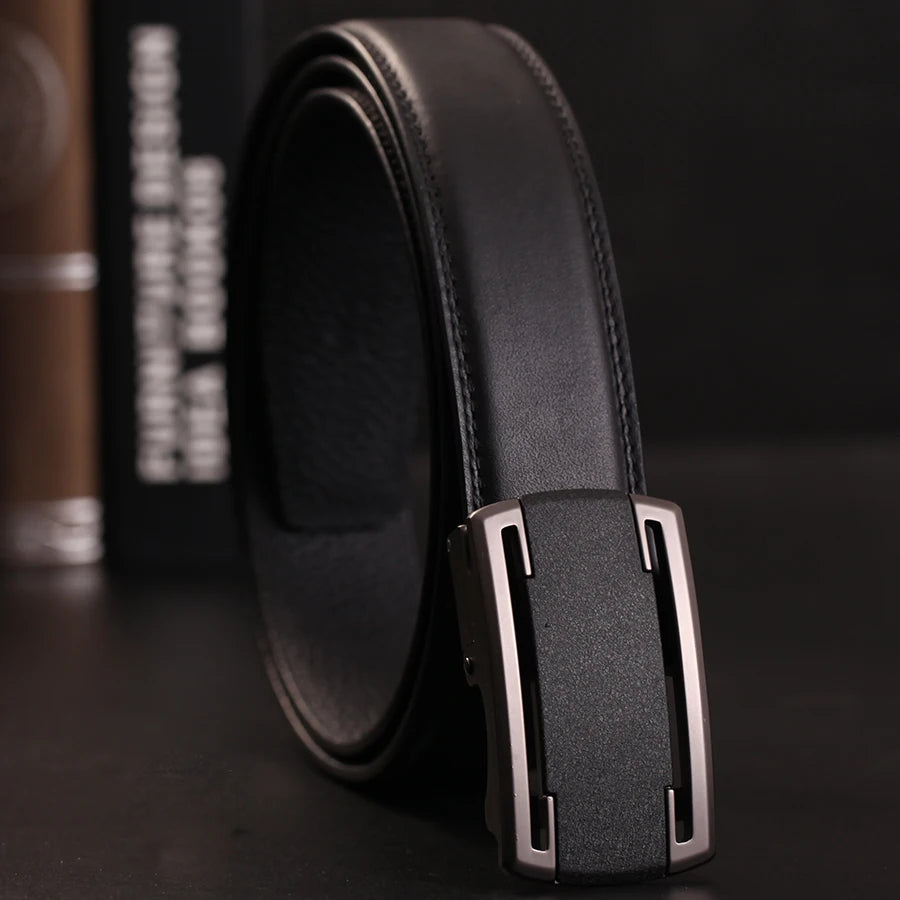 Herren Echtleder-Gürtel Business Casual 3,5 cm Automatik-Schnalle Rindsleder Hochwertig