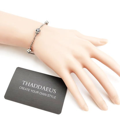 Damen-Armband Totenkopf Gliederkette Rebel Herbst aus Sterlingsilber