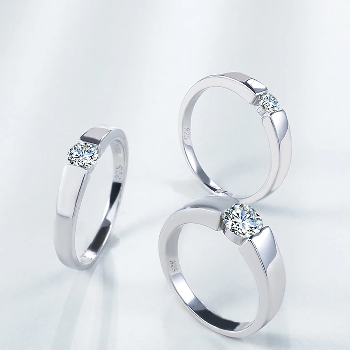 Unisex-Ring aus Silber 925 mit Moissanite 0,5–1 Karat Zertifiziert für Hochzeit und Verlobung