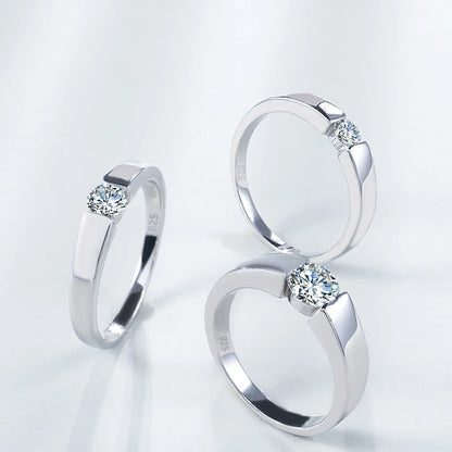 Unisex-Ring aus Silber 925 mit Moissanite 0,5–1 Karat Zertifiziert für Hochzeit und Verlobung