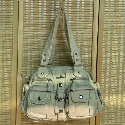 Damen-Schultertasche aus PU-Leder in kompakter Bauweise mit Angenehmer Haptik und Mehrfachfächern