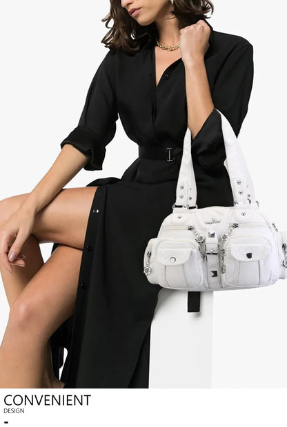 Damen-Handtasche Vintage Satchel Top-Handle Kunstleder Mit Mehreren Taschen und Innentaschen