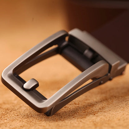 Herren Luxus Echtleder-Gürtel 3,5 cm Designer Automatik-Schnalle Business Rindsleder