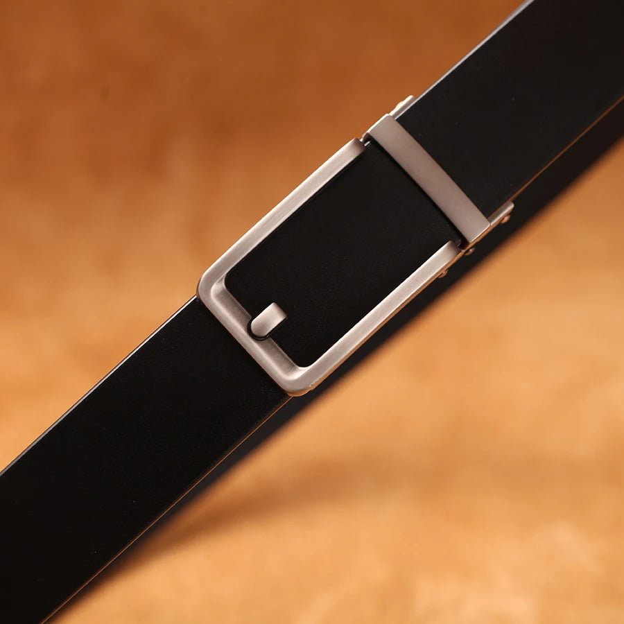 Herren Luxus Echtleder-Gürtel 3,5 cm Designer Automatik-Schnalle Business Rindsleder