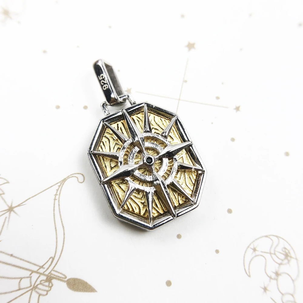 Damen-Charm-Anhänger Kompass golden Lebensweg aus Sterlingsilber