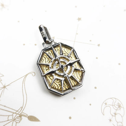 Damen-Charm-Anhänger Kompass golden Lebensweg aus Sterlingsilber