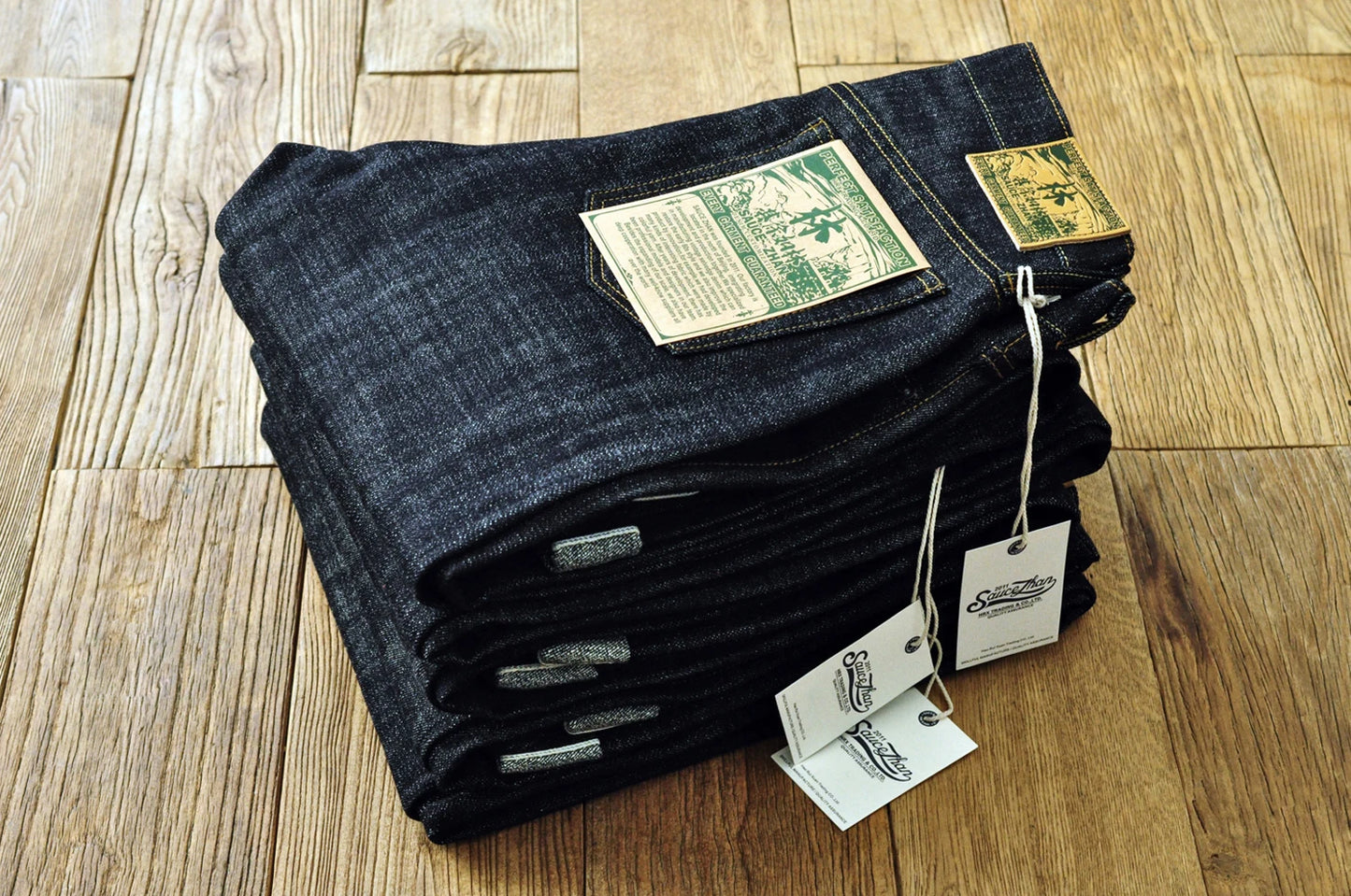 Herren Jeans im Vintage-Stil aus Selvedge Raw Denim mit Silber-überzogenen Knöpfen