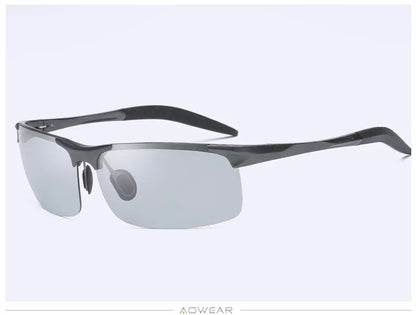 AOWEAR Aluminium Polarisierte Photochrome Sonnenbrille Männer Luxus Qualität Randlose Chameleon Gläser Männlichen Tag Nacht Fahren Sonnenbrille