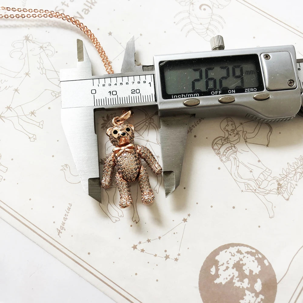 Damen-Halskette Teddybär Roségold süß II aus Sterlingsilber