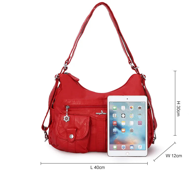 Damen-Schultertasche Aus Soft-PU Großes Fassungsvermögen Vielseitig Einsetzbar Mit Reißverschluss Und Innenfach