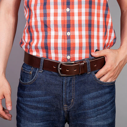 Herren Echtleder-Gürtel Vintage Cowboy-Stil 3,8 cm Rindsleder Braun Luxus Designer
